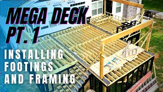 Installing Helical Piles and Deck Framing  MEGA DECK PART 1 [upl. by Robertson]