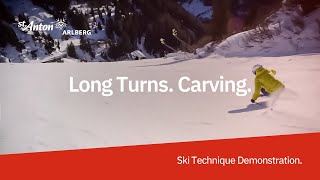 Ski Technique Demonstration  Long Turns Carving [upl. by Mahseh603]