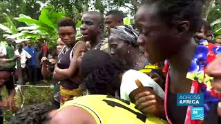 Cameroon anglophone crisis refugees mourn deaths [upl. by Aneetsirk]