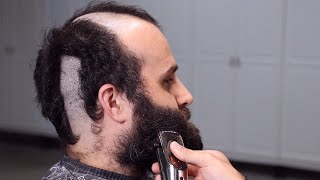 ASMR Barber  DRAMATIC BALD HEAD and BEARD SHAVE TRANSFORMATION [upl. by Waddington]