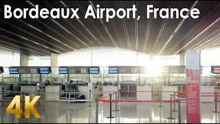 Bordeaux 4k walking tour  Bordeaux Airport Aéroport Mérignac  City Sounds treadmil virtual tour [upl. by Onoitna]