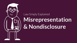 Misrepresentation and Nondisclosure  Contracts  Defenses amp Excuses [upl. by Lebasy935]