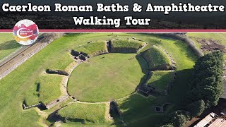 CAERLEON ROMAN BATHS amp AMPHITHEATRE WALES  Walking Tour  Pinned on Places [upl. by Kotz]