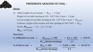 Numericals on Proximate Analysis of coal [upl. by Ledif782]