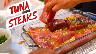 How to Cook Tuna Steaks  Stoked On Fishing [upl. by Chlores]