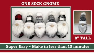 One Sock diy Gnome  Super Easy in less than 10 minutes  No sew gnomes  Christmas gnome [upl. by Eislrahc]