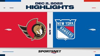 NHL Highlights  Senators vs Rangers  December 2 2022 [upl. by Eidorb]