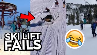 FUNNIEST Ski Lift Fails  Skiers amp Snowboarders Falling Off Ski Lifts 😂 [upl. by Fonville]