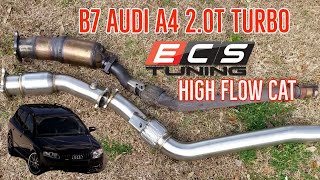 B7 AUDI A4 20T ECS Tuning High Flow Cat Install How To [upl. by Jourdain]