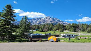 Camping in Banff Alberta at Tunnel Mountain Village II Campground amp swimming at Cascade Ponds [upl. by Neidhardt]