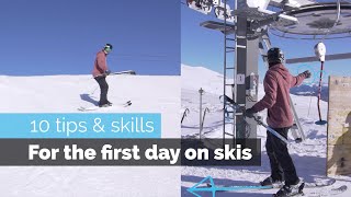 How to Ski  10 Beginner Skills for the First Day Skiing [upl. by Nithsa]