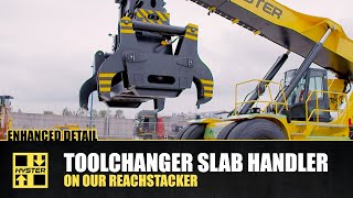 ReachStacker Toolchanger Slab Handler – Hyster® Special Truck Engineering [upl. by Seuqram]