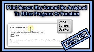 Print Screen Key PrtSc Cannot Be Assigned To Other Program Or Function In Windows 10  What To Do [upl. by Letrice]