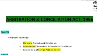 Arbitration amp Conciliation Act 1996  ADR [upl. by Oigile]