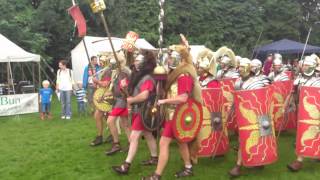 Roman Reenactment at the Amphitheatre in Caerleon Marching In [upl. by Eneli969]