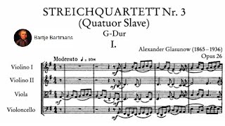 Alexander Glazunov  String Quartet No 3 Op 26 1888 quotQuatuor Slavequot [upl. by Ardnasak]