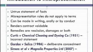 Misrepresentation Lecture 1 of 4 [upl. by Root]