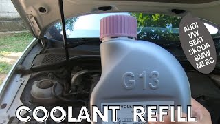 How to Refill the coolant in AUDI  Volkswagen  SEAT  SKODA [upl. by Addis618]