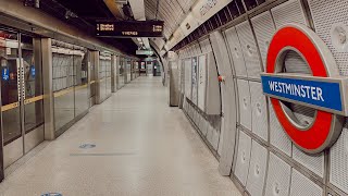 London Underground 🇬🇧  Westminster Underground Station Virtual Tour  London Tube Walk around 4K [upl. by Yenohtna]