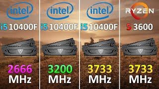 Core i510400F RAM performance 2666 MHz 3200 MHz 3733 MHz vs Ryzen 5 3600 RAM 3733 MHz  1080p1440p [upl. by Eila]