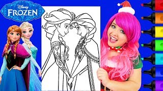 Coloring Anna amp Elsa Frozen Sisters GIANT Coloring Page Prismacolor Markers  KiMMi THE CLOWN [upl. by Eidroj]