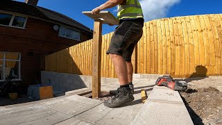 Garden Project 10 Precision Cutting Paving Slabs Over Posts [upl. by Acinonrev]