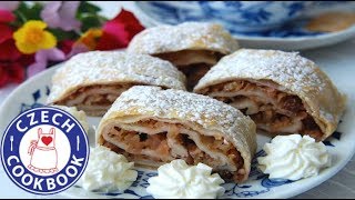 Apple Strudel Recipe  Jablečný štrůdl  Czech Cookbook [upl. by Adey]