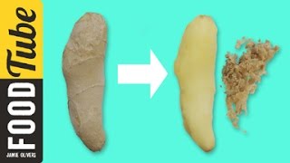 How to Peel Ginger  Jamie’s 1 Minute Tips [upl. by Atiugal]