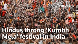 Hindus throng Kumbh Mela festival in India [upl. by Edelman]