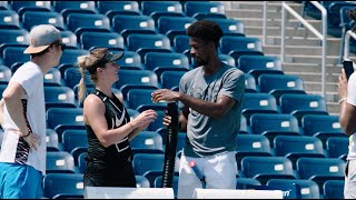 Elina Svitolina and Gaël Monfils Practice  Micd Up [upl. by Aynosal601]