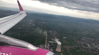 Wizz Air A320 cloudy descent and landing at Prishtina Airport [upl. by Boccaj]